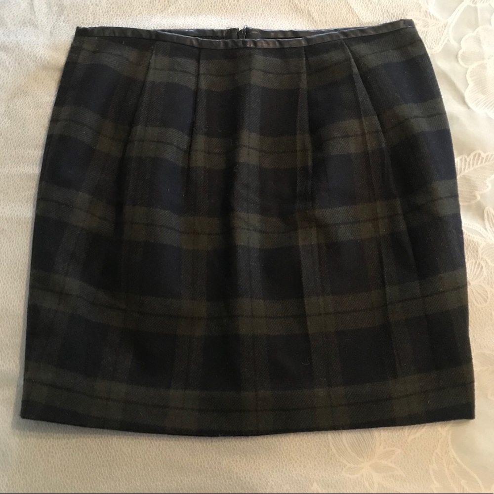 GAP tartan plaid wool mini skirt w/faux leather